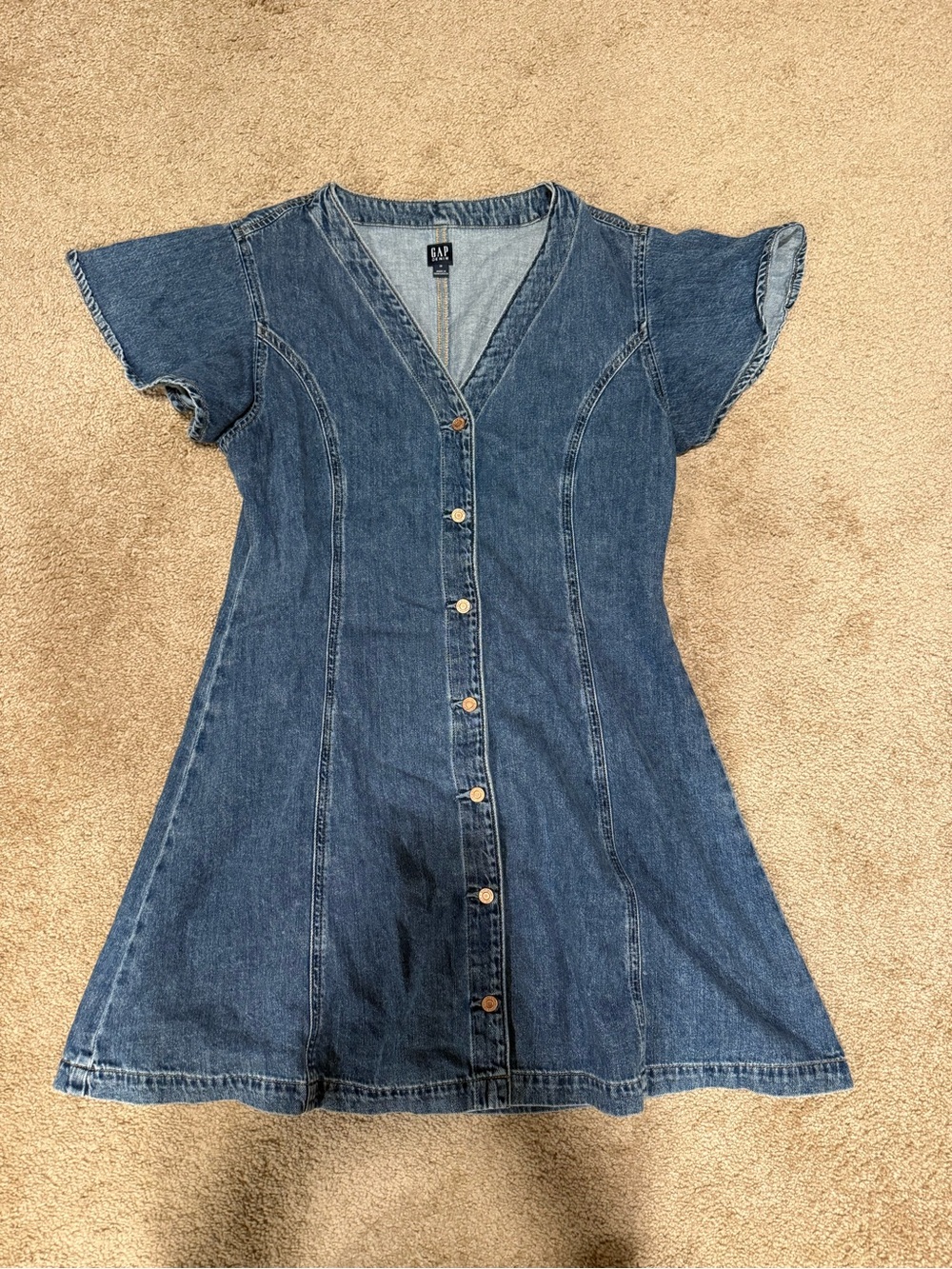 GAP Indigo Denim Button-Front Maxi Dress